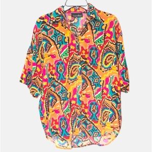 Multicolor print button up